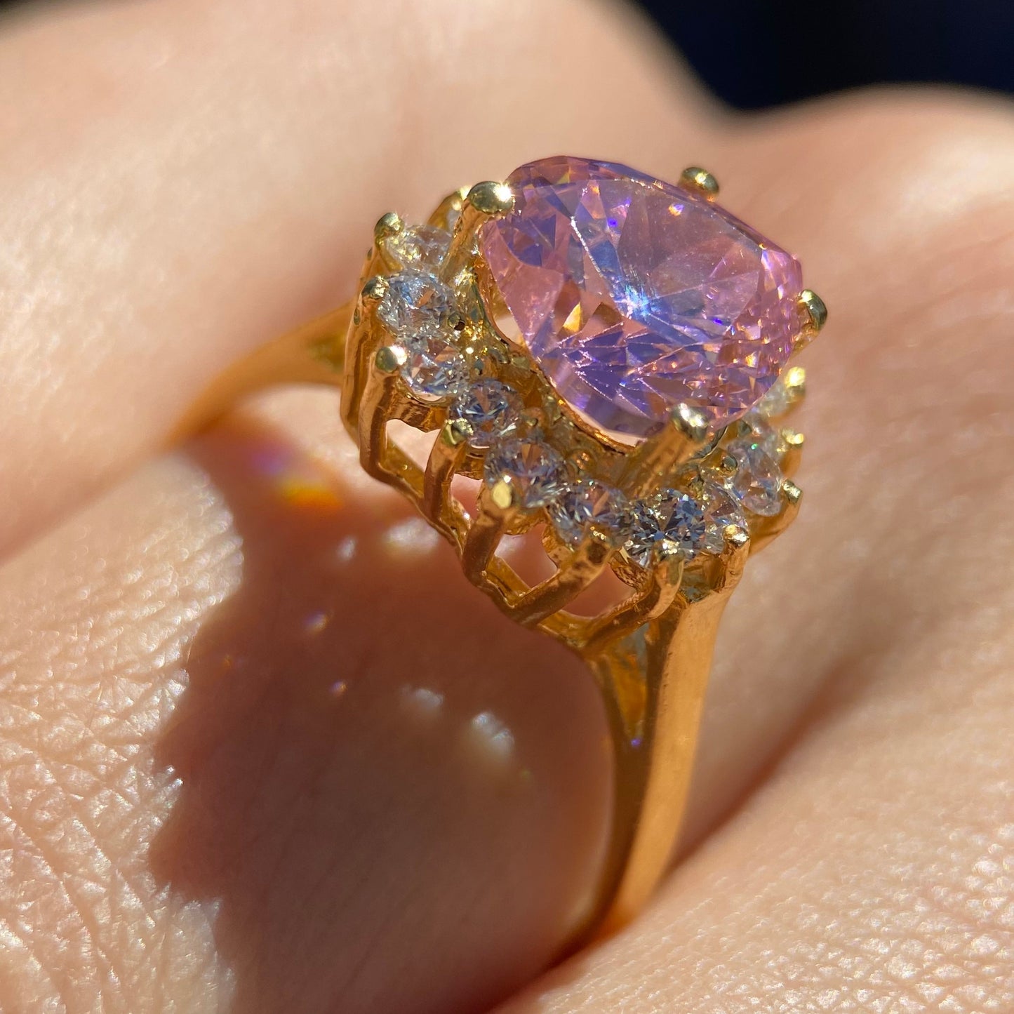 Serena ring in 14k rose gold with pink zirconia inspired by Sailor M.