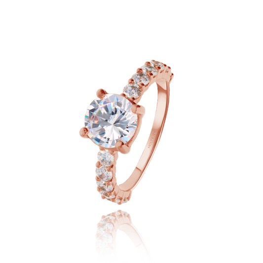 Cassie ring in 10k rose gold with zircons