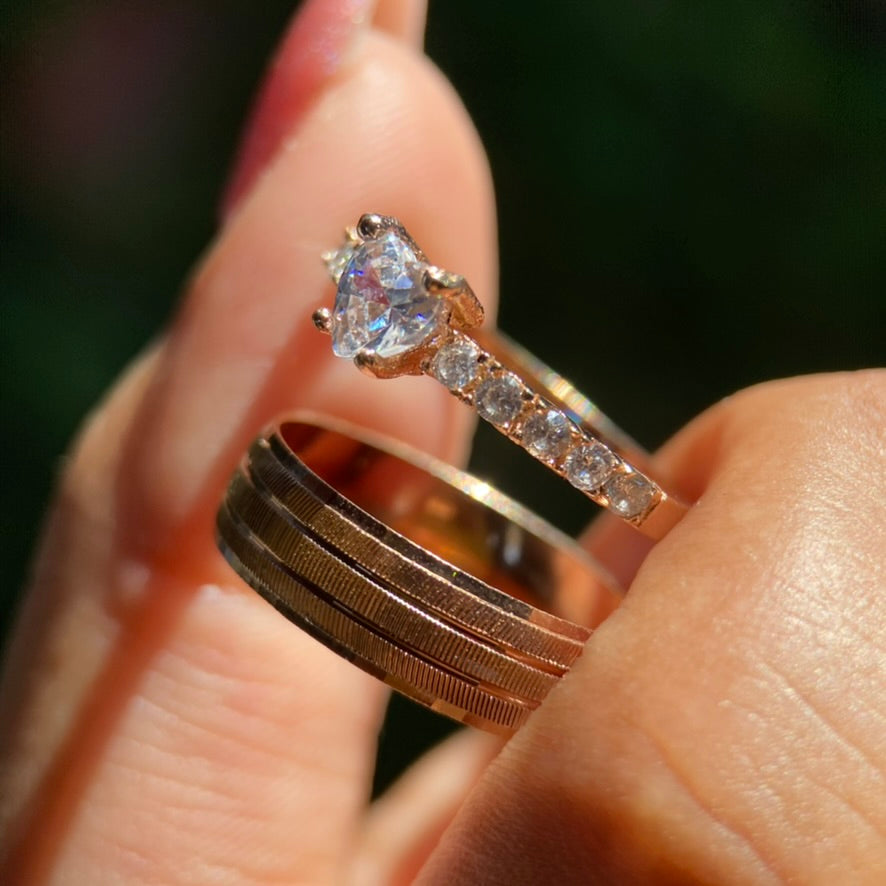 Dúo de anillos Ethan-Amour en plata con baño de oro rosa