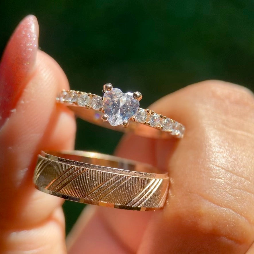 Dúo de anillos Milán-Amour en plata con baño de oro rosa