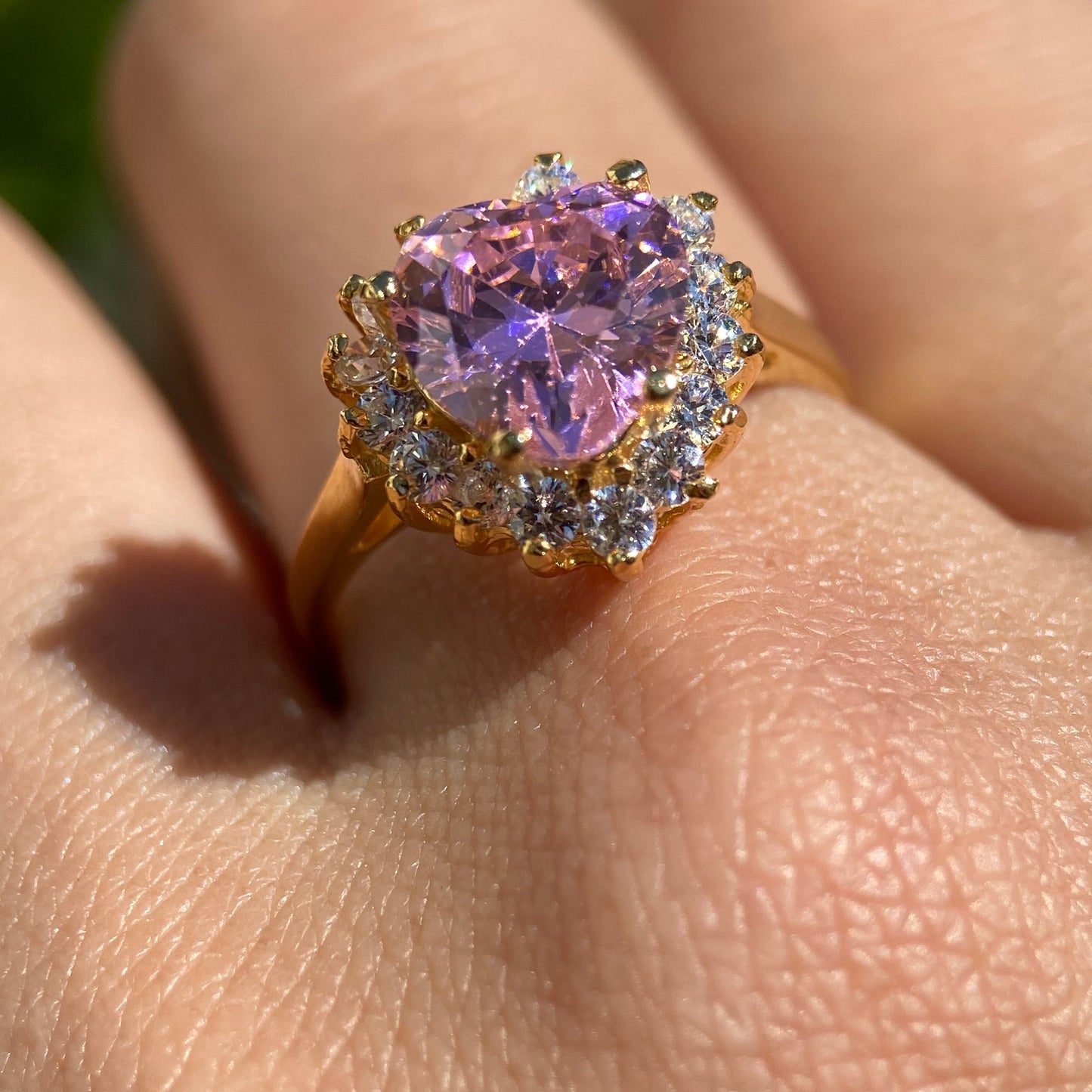 Serena ring in 14k rose gold with pink zirconia inspired by Sailor M.