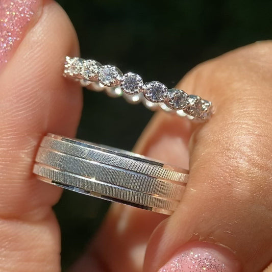 Ethan-Leah Duo Rings in Silver with Zirconia 