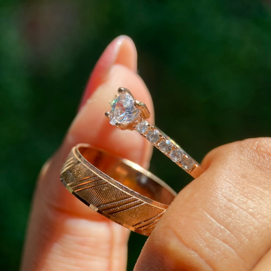 Dúo de anillos Milán-Amour en plata con baño de oro rosa