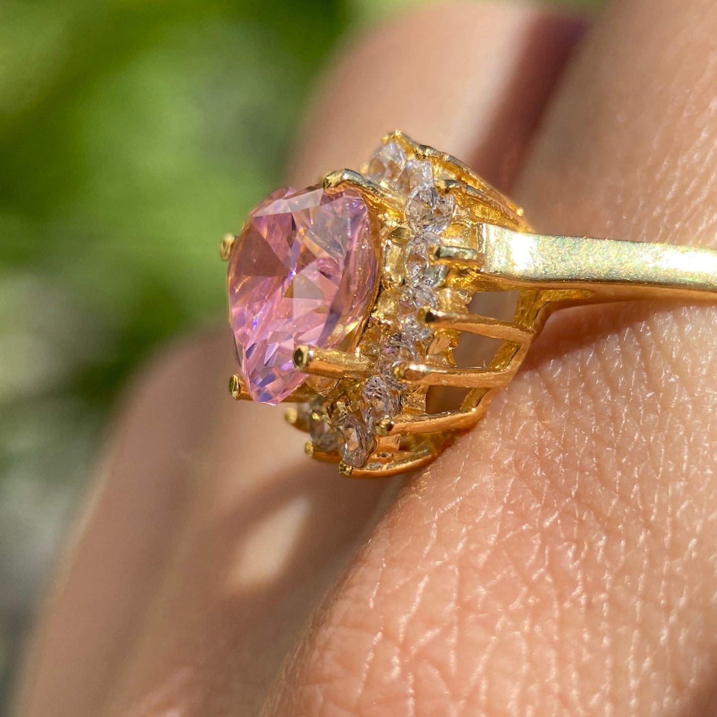 Serena ring in 14k rose gold with pink zirconia inspired by Sailor M.