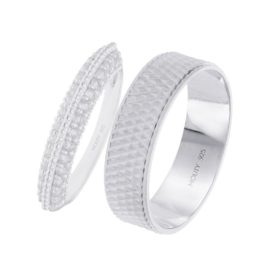 Liam-Elsie Ring Duo in Silver with Zirconia