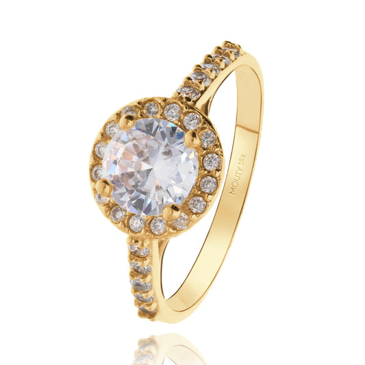 Anillo Adelaide en oro amarillo 14k con circonias