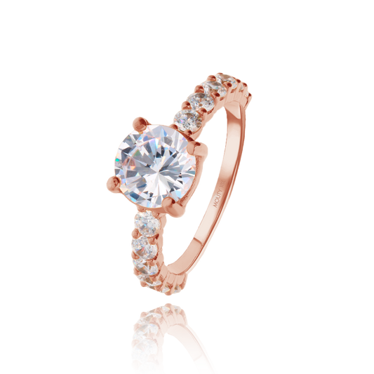 Cassie ring in 18k rose gold with zircons