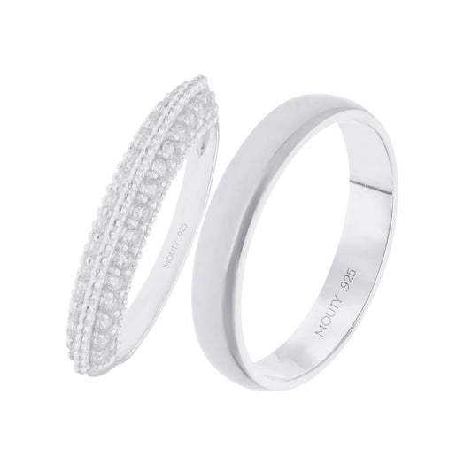 Julian-Elsie Ring Duo in Silver with Zirconia