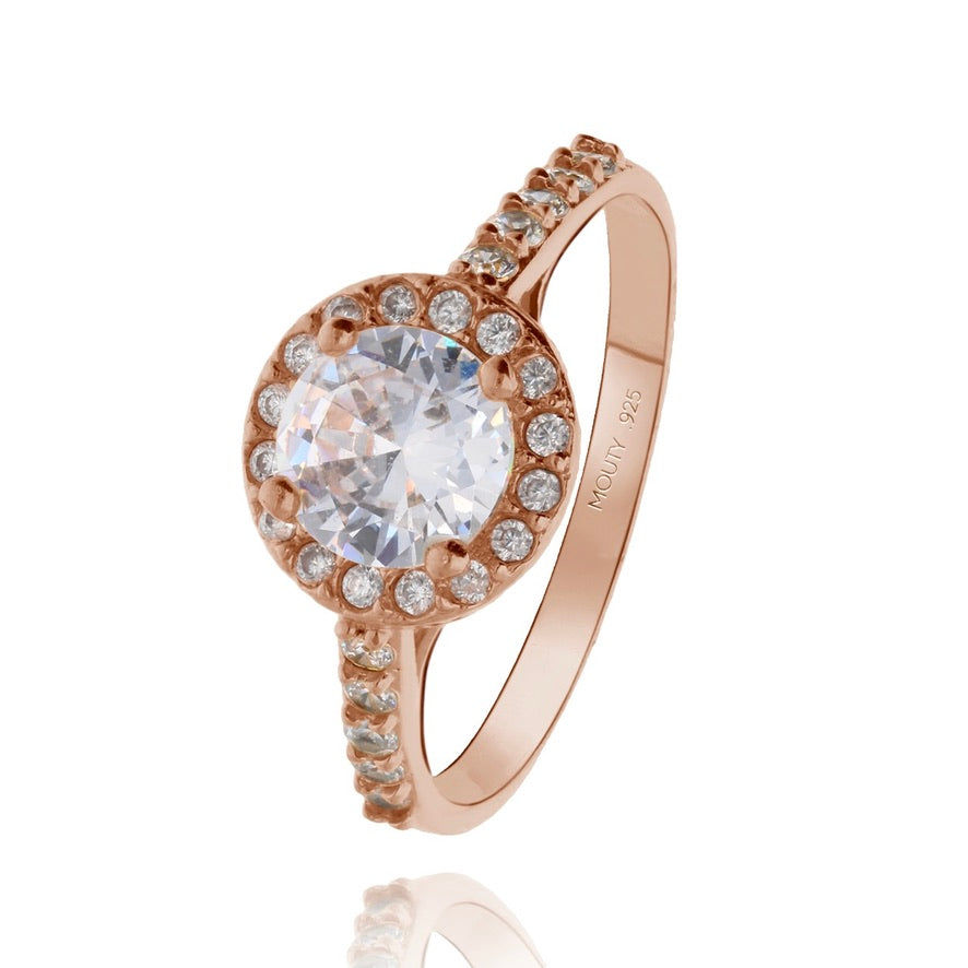 Adelaide ring in silver with rose gold plating