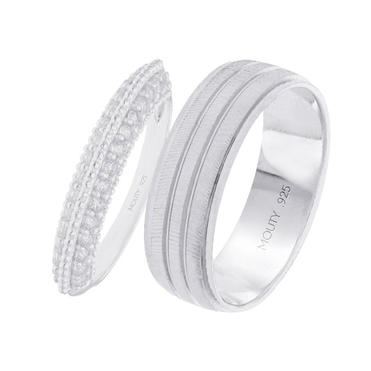 Ethan-Elsie Duo Rings in Silver with Zirconia 