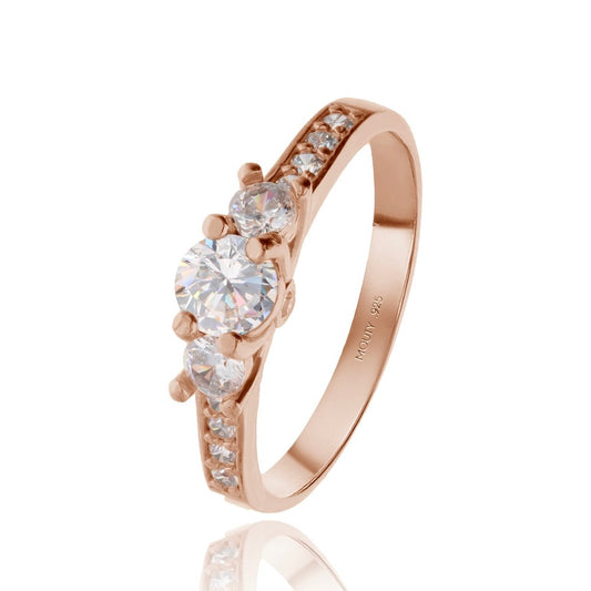 Cielo ring in rose gold-plated silver with white zirconia