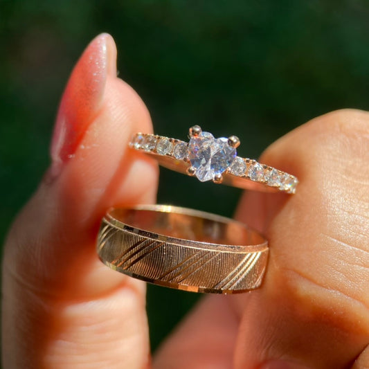 Dúo de anillos Milán-Amour en plata con baño de oro rosa