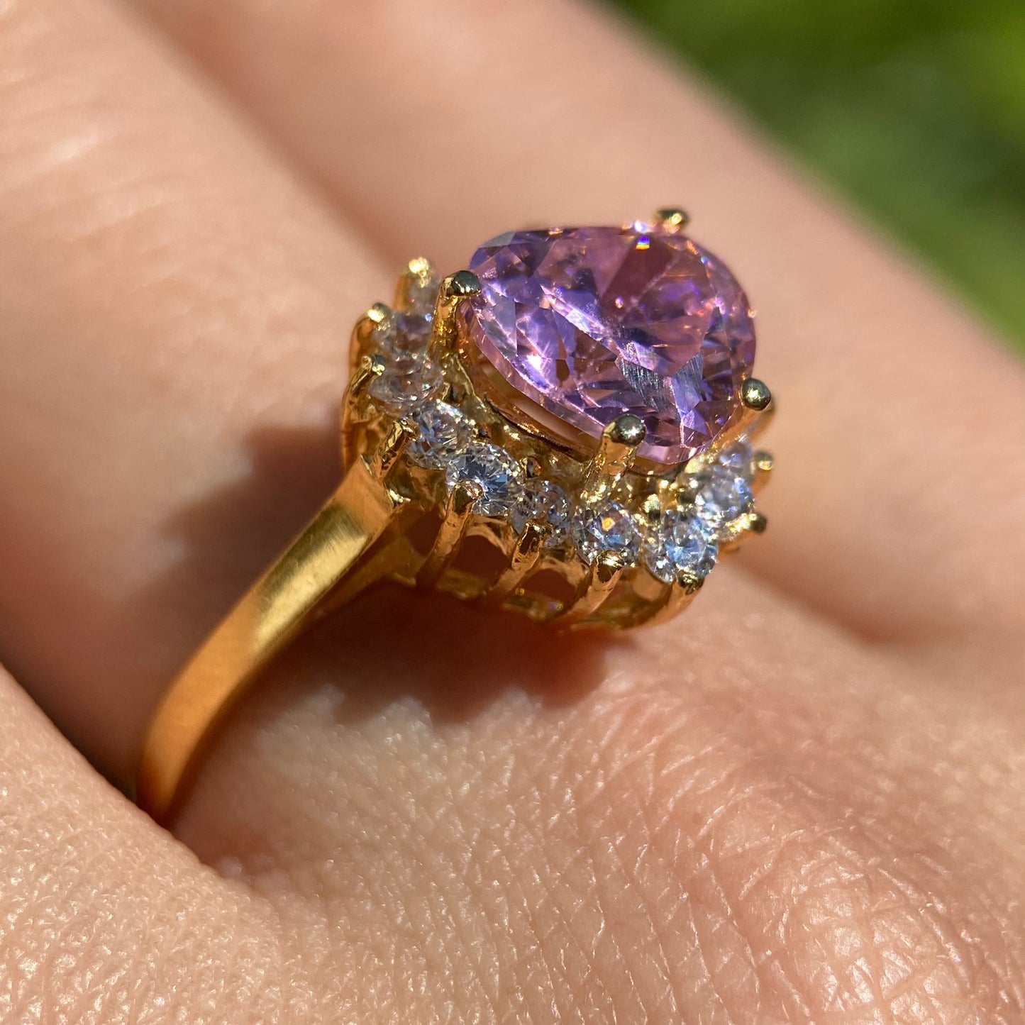 Serena ring in 14k yellow gold with pink zirconia inspired by Sailor M.