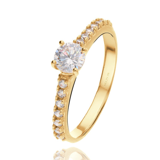 Anillo London en oro amarillo 14k con circonias