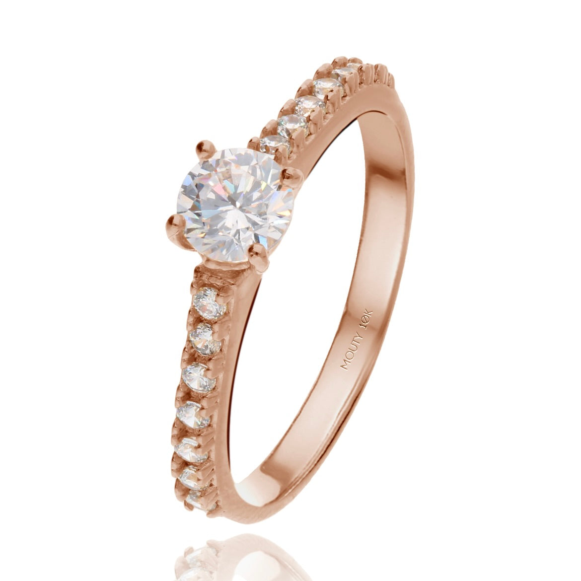 London ring in silver with rose gold plating with zirconia