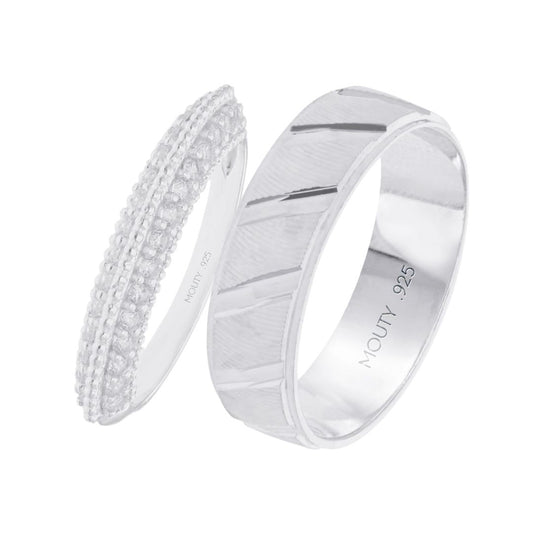 Richard-Elsie Ring Duo in Silver with Zirconia