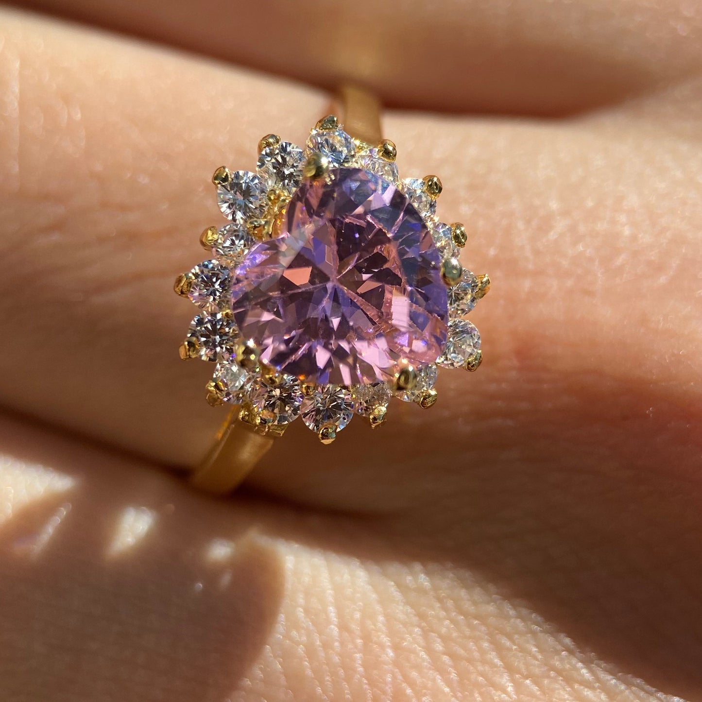 Serena ring in 14k rose gold with pink zirconia inspired by Sailor M.