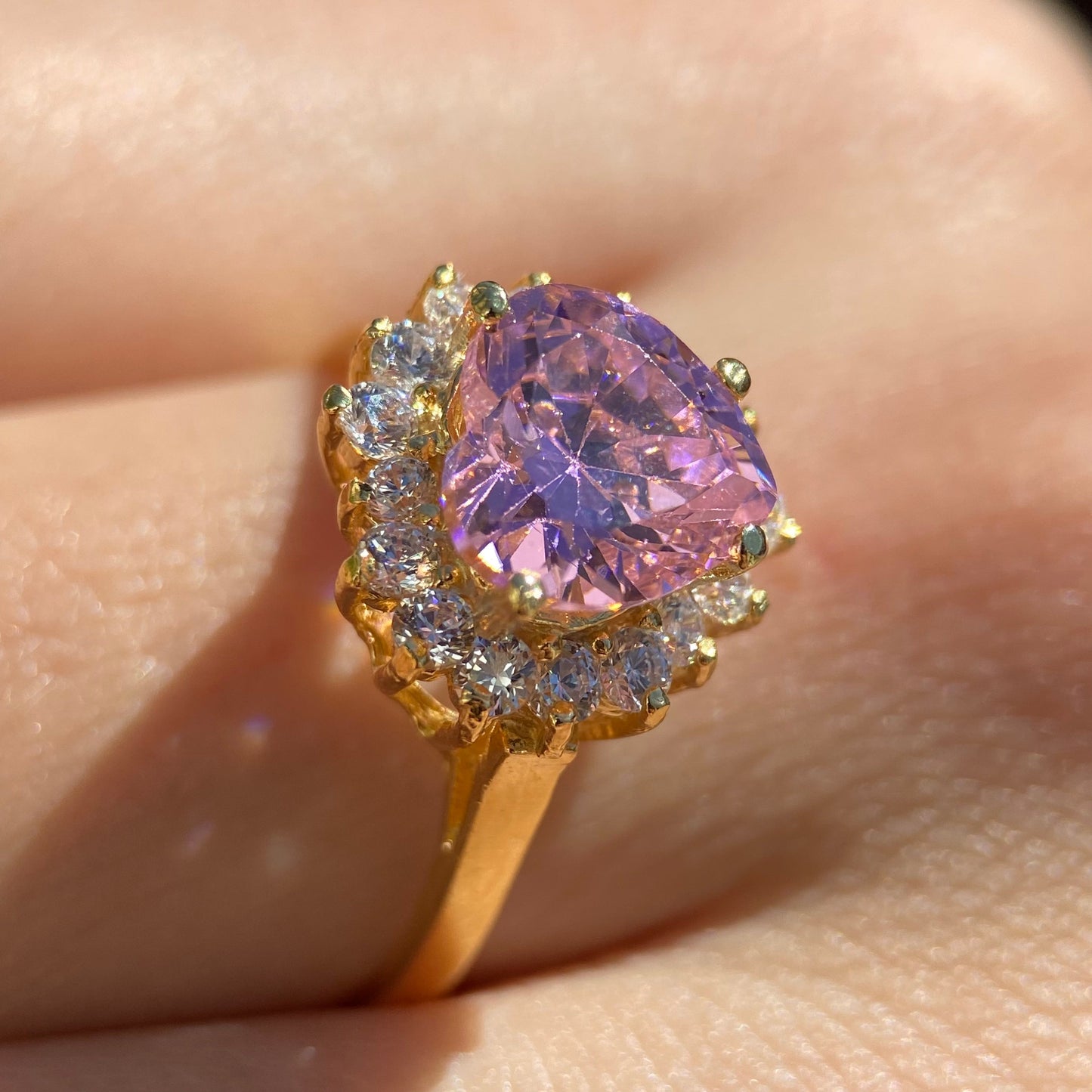 Serena ring in 14k rose gold with pink zirconia inspired by Sailor M.