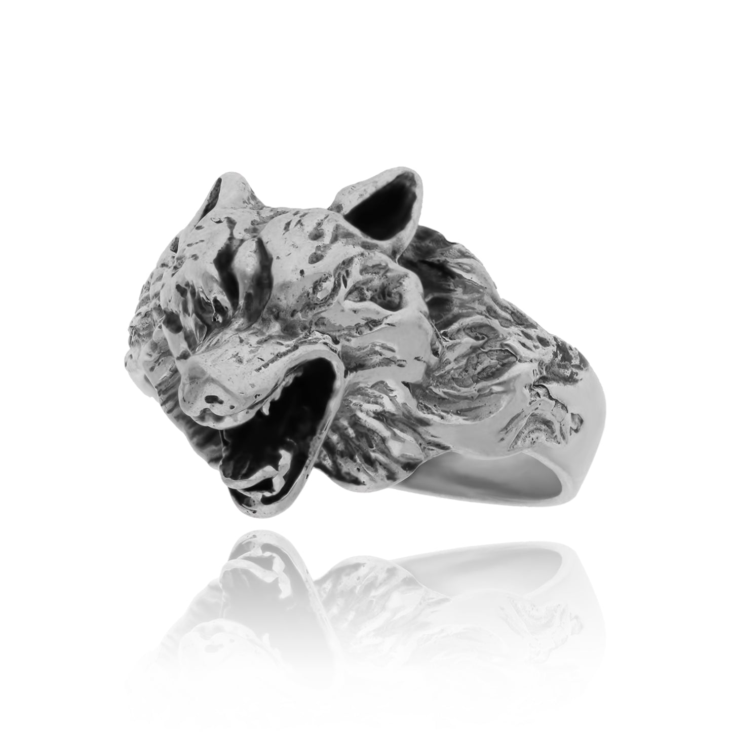 Wolf ring in blued silver Cod: ANPML003