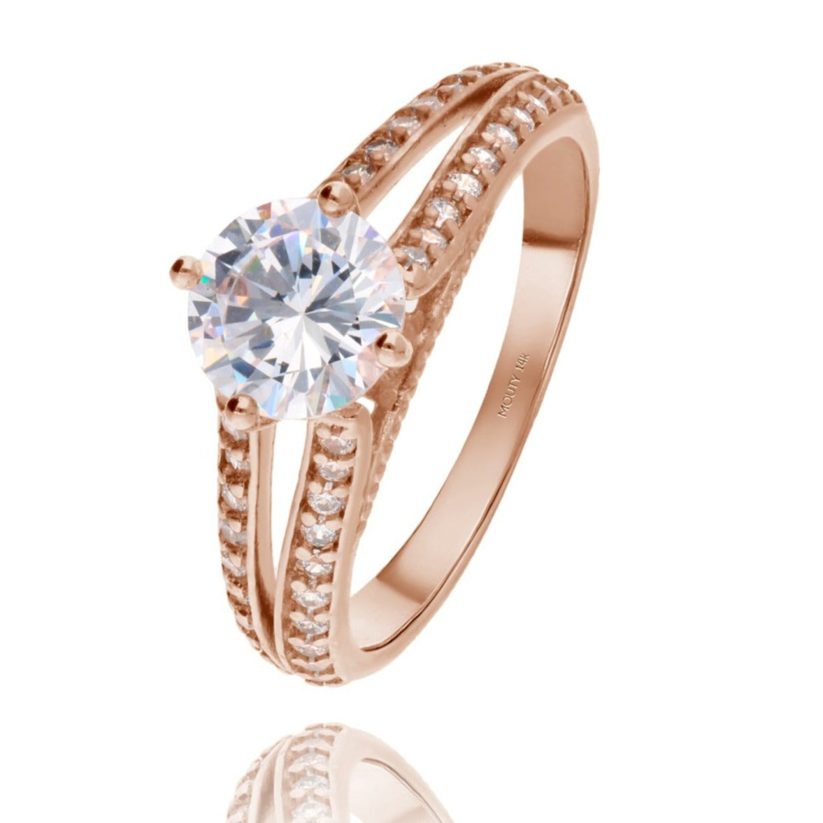 Lewis ring in 14k rose gold with zircons 