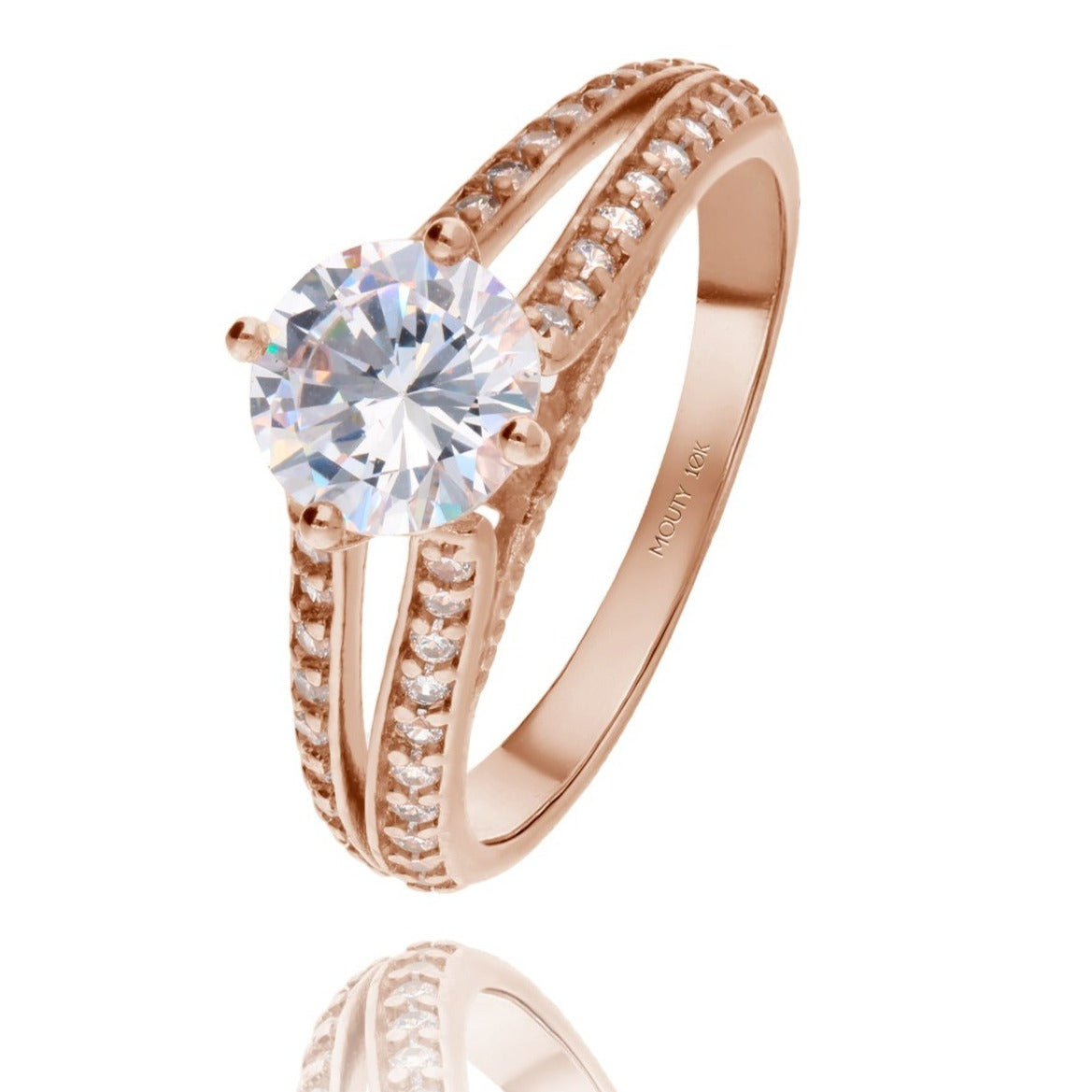 Lewis ring in 18k rose gold with zircons 