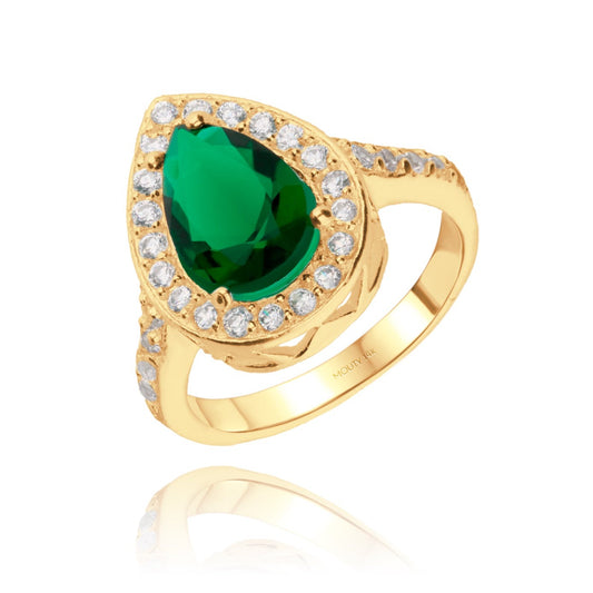 Polet ring in 14k yellow gold with green zirconia inspired by Hurrem 