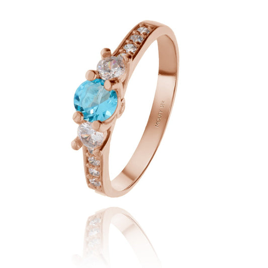 Anillo Cielo en oro rosa 18k con circonia azul