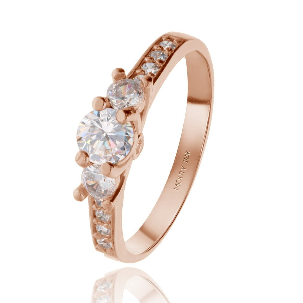 Cielo ring in 10k rose gold with white zirconia