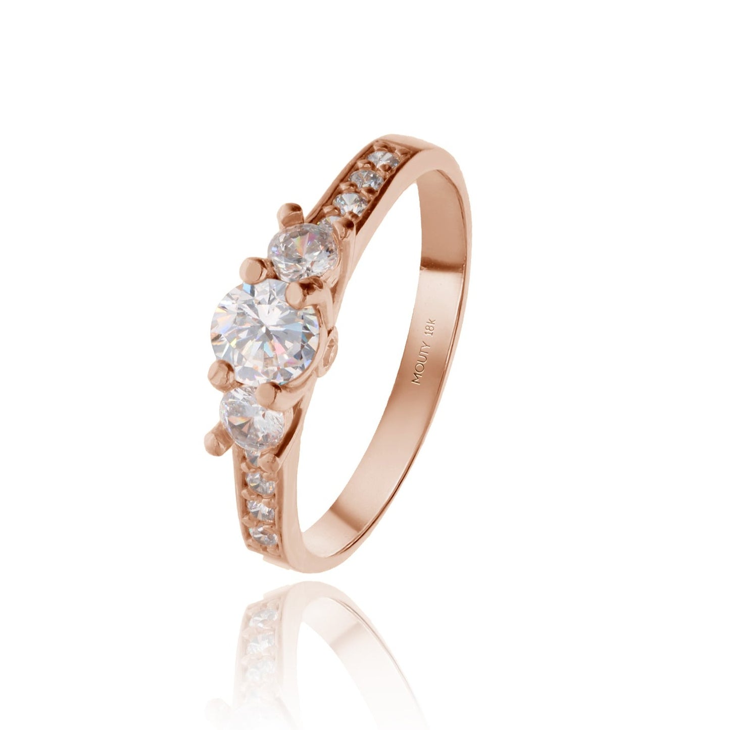 Cielo ring in 18k rose gold with white zirconia