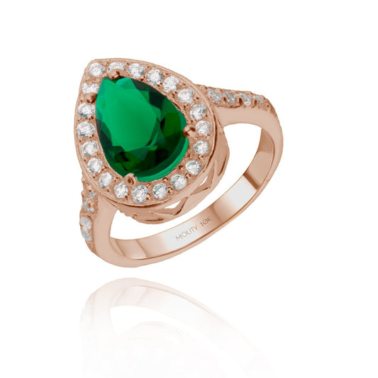 Polet ring in 14k rose gold with green zirconia inspired by Hurrem 