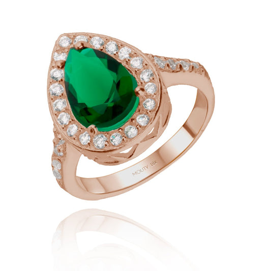 Anillo Polet en oro rosa 18k con circonia verde inspirado en Hurrem