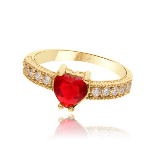 Anillo Fanny en oro amarillo 18k con circonia roja