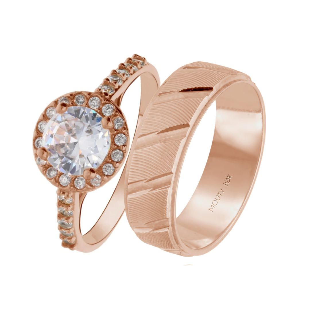 Richard-Adelaide ring duo in 14k rose gold with zircons