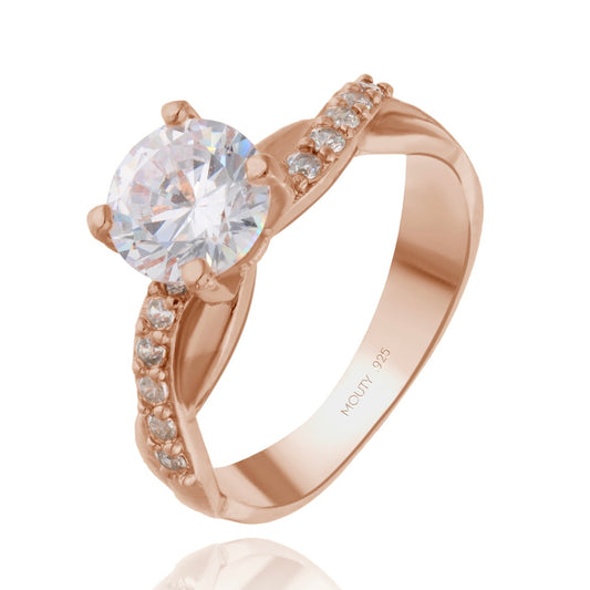 Charlize ring in silver with rose gold plating