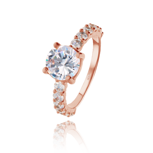 Cassie ring in 14k rose gold with zircons