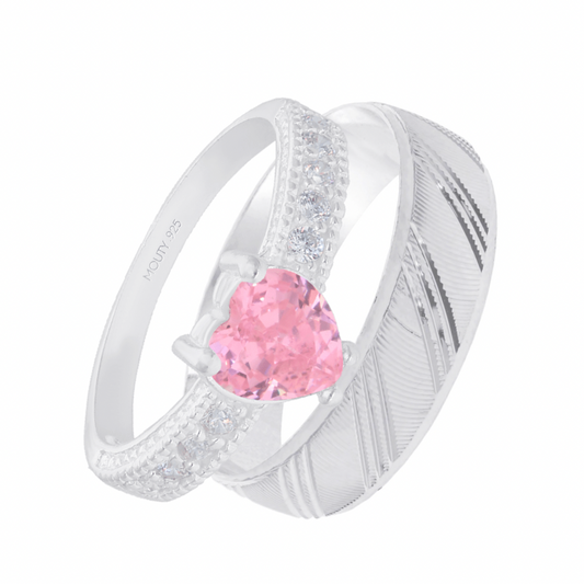 Duo of Milan-Fanny Rings in Silver with Pink Zirconia