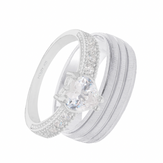 Ethan-Fanny Ring Duo in Silver with Zirconia