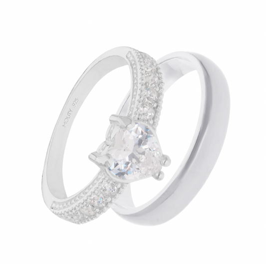 Julian-Fanny ring duo in silver with zircons