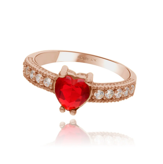 Fanny ring in 10k rose gold with red zirconia