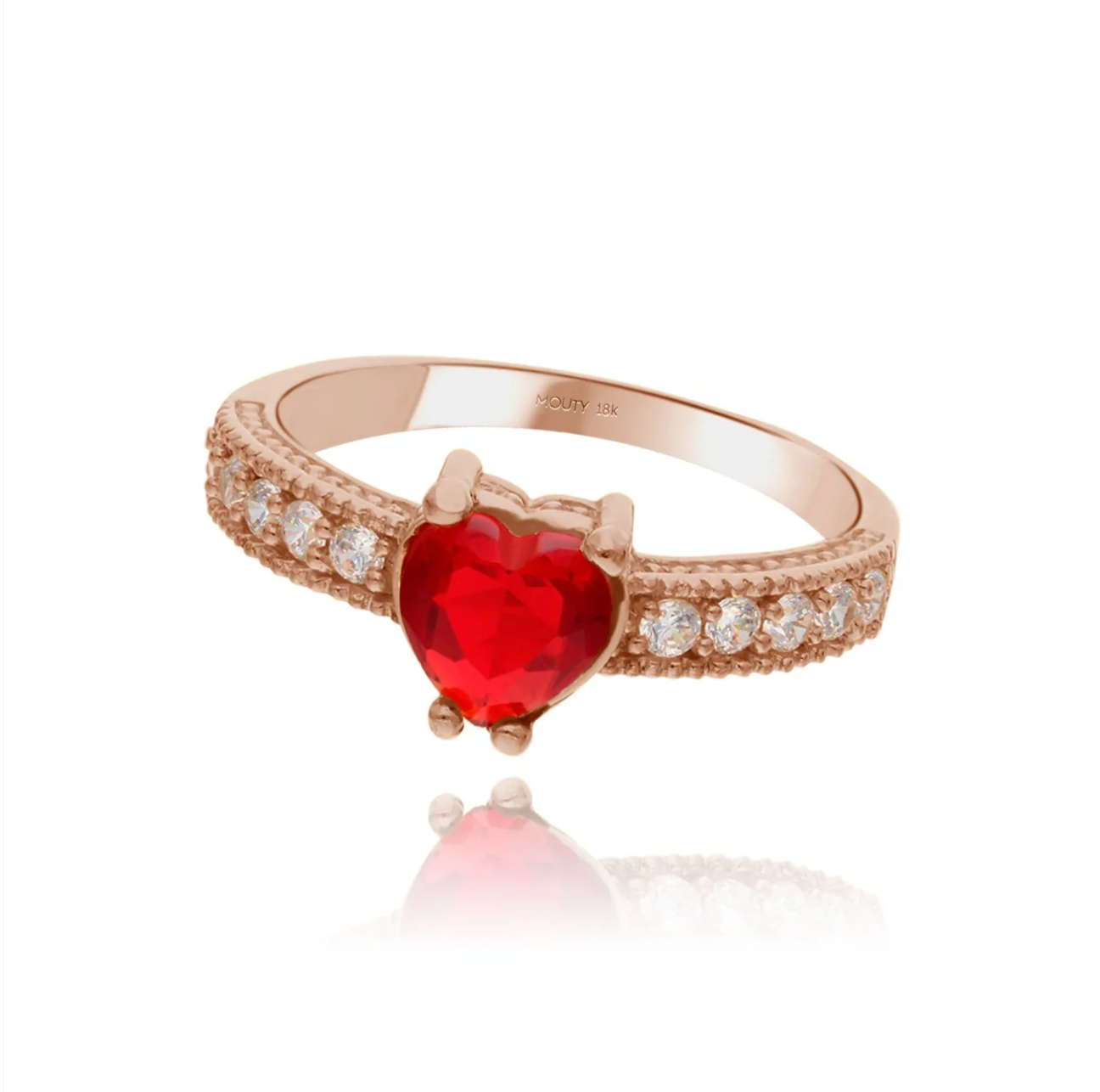 Fanny ring in 18k rose gold with red zirconia