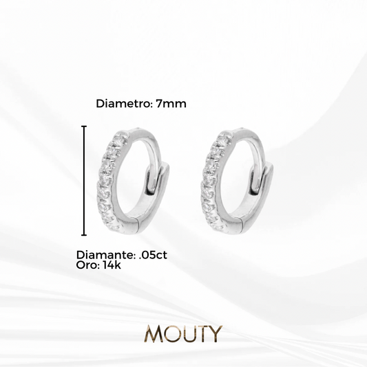 Huggies Hoop Earrings In 14k White Gold With .05ct Diamonds