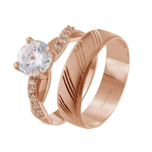 Milan-Charlize ring duo in 10k rose gold with zircons