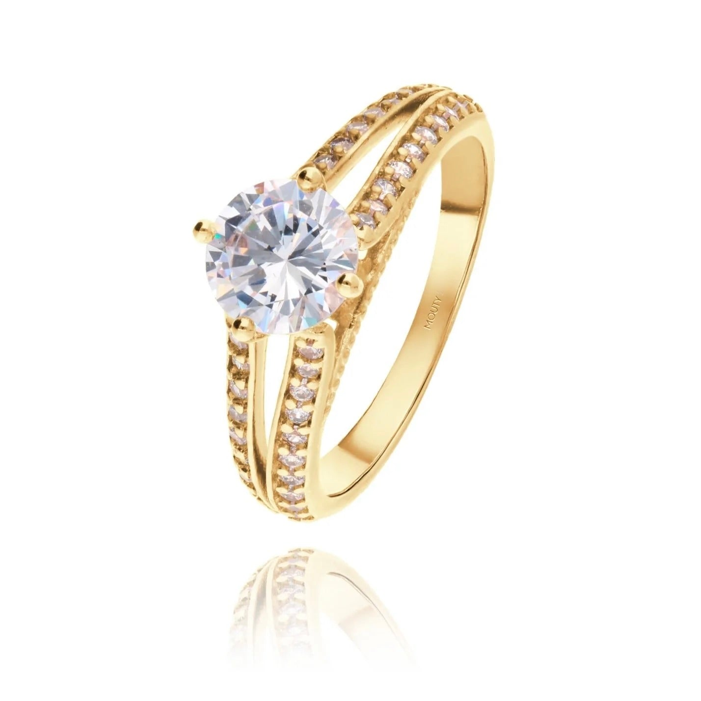 Lewis ring in 18k yellow gold with zircons 