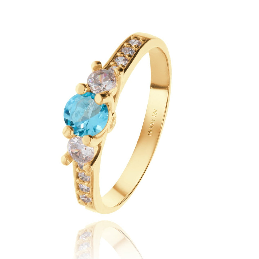 Anillo Cielo en oro amarillo 18k con circonia azul