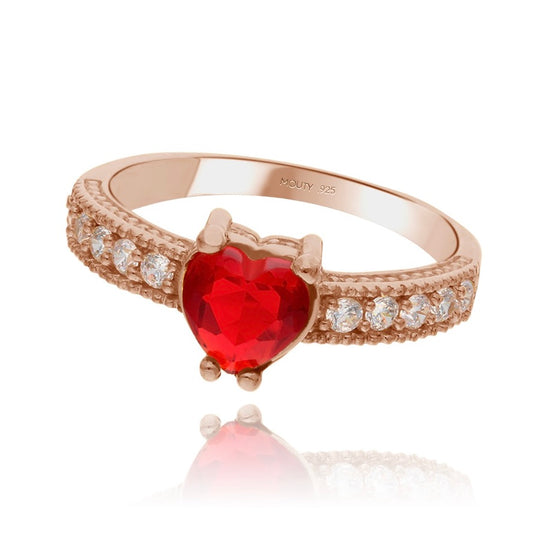 Fanny ring in rose gold-plated silver with red zirconia