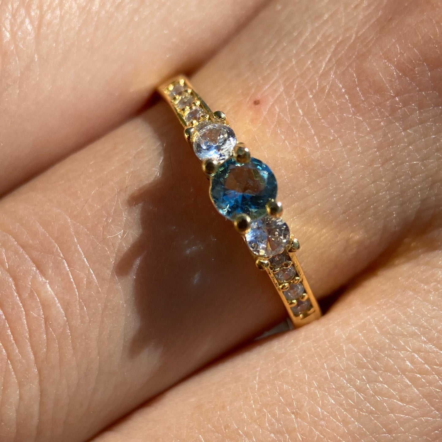 Cielo ring in 10k yellow gold with blue zirconia