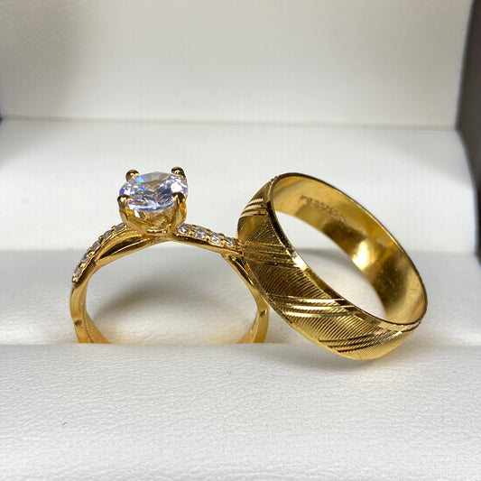 Milan-Charlize ring duo in silver with yellow gold plating 