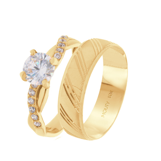 Milan-Charlize ring duo in 10k yellow gold with zircons