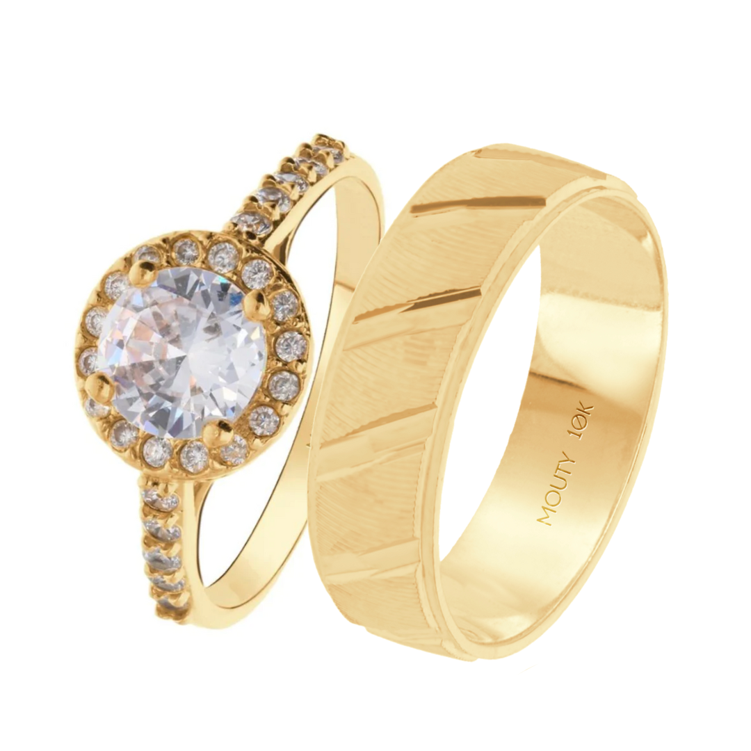 Richard-Adelaide ring duo in 10k yellow gold with zircons