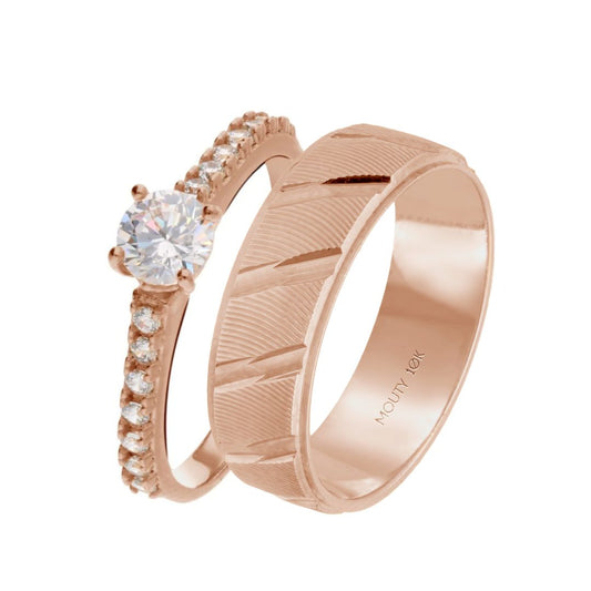 Richard-London ring duo in 10k rose gold with zirconia